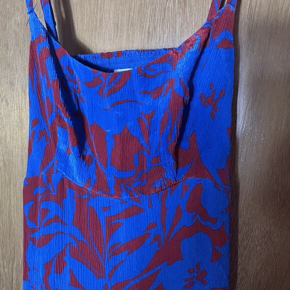 MADEWELL Empire Waist Tank Maxi Dress Sz 0 Red And Blue Floral FLAWED - READ - Picture 6 of 11
